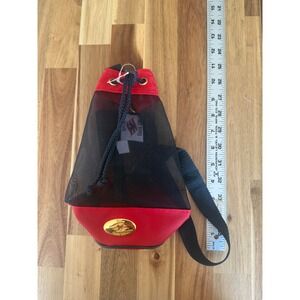 Disney Cruise Line Nylon Red Navy Blue See Through Small Drawstring Shoulder Bag